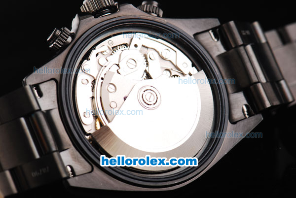 Rolex Daytona Oyster Perpetual Swiss Valjoux 7750 Automatic Movement Full PVD with Black Dial and White Numeral Markers - Click Image to Close